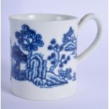 18th c. Worcester mug printed with Man in Pavilion which is considered to be Worcester earliest pri