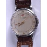 A 1950S JAEGER LE COULTRE AUTOMATIC STAINLESS STEEL WRISTWATCH. 3.25 cm wide.
