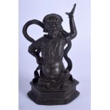 A 17TH CENTURY CHINESE BRONZE FIGURE OF AN IMMORTAL Ming, modelled as a male with one hand aloft. 1