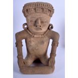 A LARGE SOUTH AMERICAN PORTO RICAN POTTERY FIGURE OF A GOD. 38 cm x 20 cm.