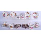 SIX ROYAL CROWN DERBY CUPS AND SAUCERS together with a pair of butter dishes. (14)