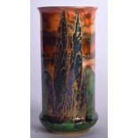 A ROYAL WORCESTER LUSTRE PORCELAIN VASE, formed with a flared rim and painted with landscape scener