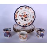 A PAIR OF SPODE TOBACCO LEAF PORCELAIN COFFEE CAN, together with a Derby can and six Spode Copeland