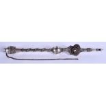 AN ANTIQUE JUDAIC TORAH POINTER decorated with motifs. 2.7 oz. 30 cm long.