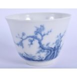 AN EARLY 20TH CENTURY CHINESE BLUE AND WHITE TEA BOWL 20th Century, bearing Kangxi marks to base.