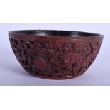 A VERY RARE 16TH CENTURY CHINESE CARVED LACQUER BOWL Jiaqing, carved with slender stylised dragons