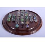 A GOOD SET OF VICTORIAN SOLITAIRE MARBLES. Marbles 2 cm wide. (qty)