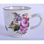 18th c. Chinese coffee cup decorated with bianco supra bianco with further painted decoration of fl