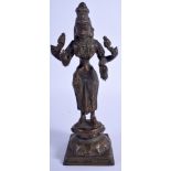 AN 18TH/19TH CENTURY INDIAN BRONZE BUDDHISTIC DEITY modelled with one palm open. 22 cm x 6 cm.