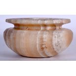 AN EGYPTIAN ALABASTER BOWL, formed with a flared lip. 18.5 cm wide.