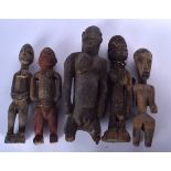 FIVE AFRICAN TRIBAL CARVINGS, varying form. Largest 35 cm high. (5)