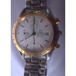 A STYLISH 1990S BOXED FULL SET OMEGA SPEEDMASTER AUTOMATIC WRISTWATCH with triple set dial. 3.25 cm