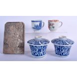 TWO 18TH CENTURY CHINESE EXPORT COFFEE CUPS together with Japanese pots etc. (5)