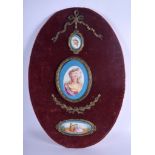 A LARGE 19TH CENTURY FRENCH SEVRES PORCELAIN WALL PANEL painted with female portraits and foliage.