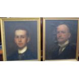 BRITISH SCHOOL (19th/20th century) FRAMED PAIR PORTRAITS, quarter length in black dress, possibly f