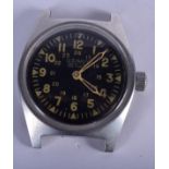 A VINTAGE MILITARY US NAVY BLACK DIAL WATCH. 3.25 cm wide.