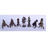SEVEN 19TH CENTURY INDIAN BRONZE BUDDHISTIC DEITY in various forms and sizes. (7)