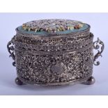AN ANTIQUE CONTINENTAL SILVER AND MICRO MOSAIC CASKET. 10.7 oz. 9 cm wide.