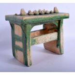 A CHINESE QING DYNASTY TANG STYLE POTTERY BURIAL OFFERING TABLE. 16 cm x 19 cm.