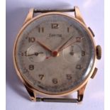 A 1950S 18CT GOL D EXACTUS CHRONOGRAPH WATCH. 38 grams overall. 3.25 cm wide.