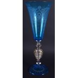 A LARGE VENETIAN GLASS engraved with foliage. 26 cm high.