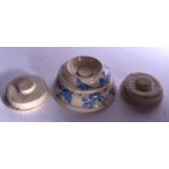 THREE ITEMS OF ANTIQUE ENGLISH POTTERY. Largest 7 cm . (3)