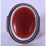 A MIXED METAL AGATE INSET RING. 3 cm long.