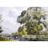 TOM NISBET RHA (1909-2001) FRAMED WATERCOLOUR, Lock At Sherlockstown, Co. Donegal, Ireland, inscrip