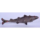 A 19TH CENTURY MIDDLE EASTERN SILVER ARTICULATED FISH. 3.3 oz. 21 cm long.