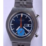 A VINTAGE SEIKO BLUE DIAL CHRONOGRAPH WRISTWATCH. 3 cm wide.