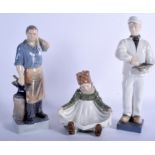 THREE DANISH ROYAL COPENHAGEN FIGURES. Largest 27 cm high. (3)