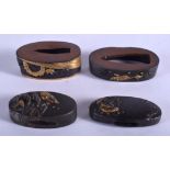 TWO PAIRS OF 19TH CENTURY JAPANESE BRONZE SWORD FITTINGS. (4)