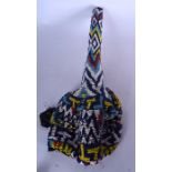 A SOUTH AFRICAN ZULU BEADWORK HEADDRESS, decorated with geometric pattern. 57 cm long.