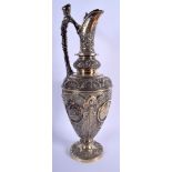 A RARE LARGE VICTORIAN AUSTRALIAN HUNTERS CUP HORSE RACING SILVER GILT EWER decorated with horse po