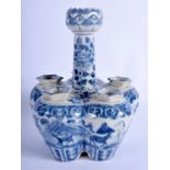 A LARGE 19TH CENTURY CHINESE BLUE AND WHITE TULIP VASE Qing, painted with horse roaming within land