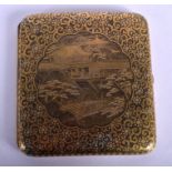 A 19TH CENTURY JAPANESE MEIJI PERIOD KOMAI TYPE CIGARETTE CASE decorated with landscapes and foliag