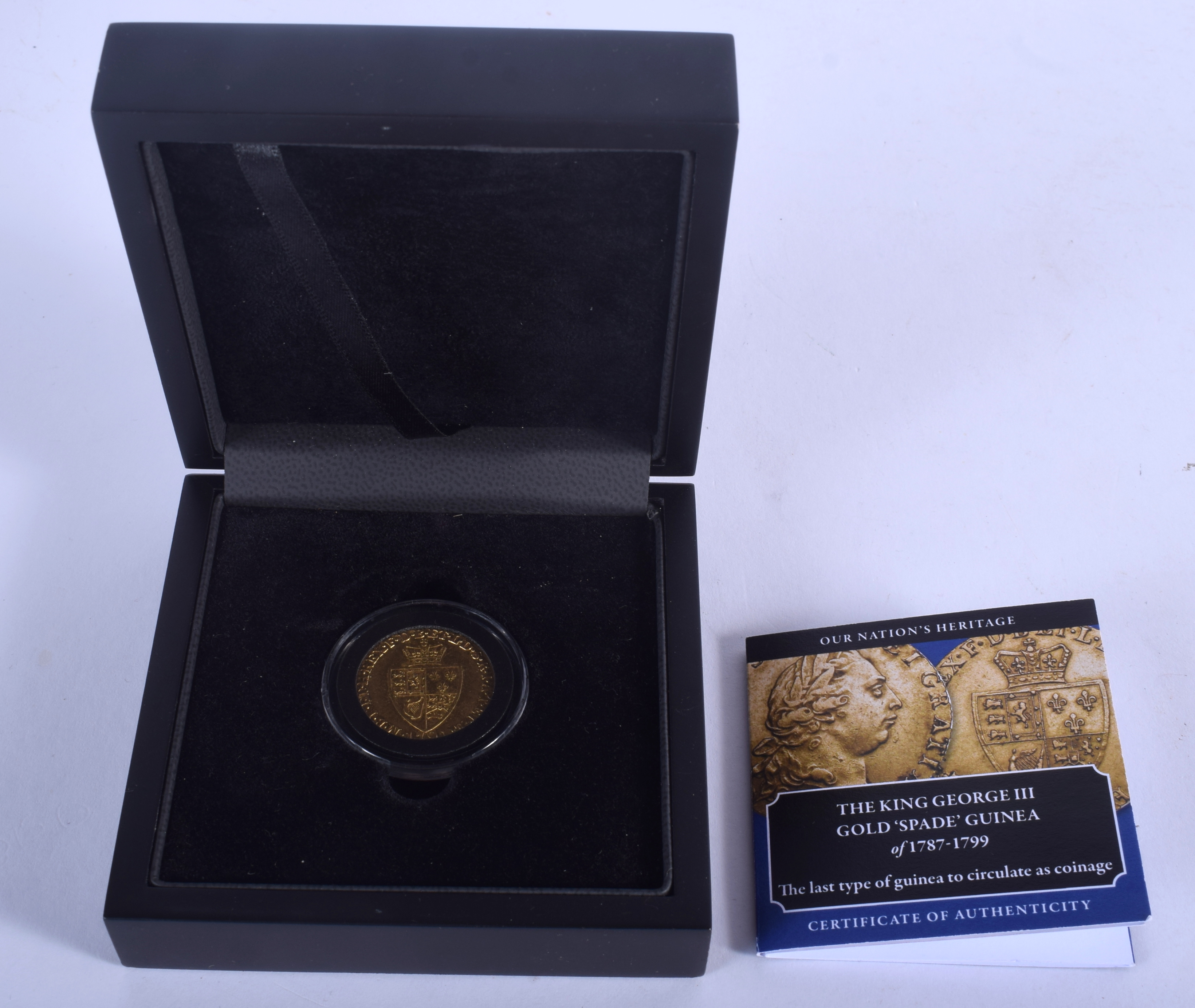 A BOXED 1791 22CT GOLD SPADE TYPE GUINEA COIN. - Image 3 of 3