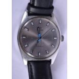 AN OMEGA STAINLESS STEEL WRISTWATCH. 3.25 cm wide.