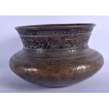 A 17TH CENTURY SAFAVID TINNED COPPER BOWL Persia, decorated with extensive scripture and foliage. 2