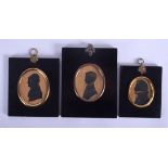 THREE REGENCY EBONISED SILHOUETTES. Largest image 7 cm x 8.5 cm. (3)