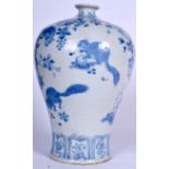 A CHINESE BLUE AND WHITE PORCELAIN MEI PING SHAPED VASE, decorated with squirrels in a landscape. 3