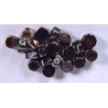 A GROUP OF TIBETAN AGATE BEADS, of flattened form. 1.25 cm wide. (qty)