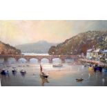 ROY STRINGFELLOW (1921-2008) FRAMED PASTEL, signed, Looe Bridge & Harbour, Cornwall. 40 cm x 60 cm.