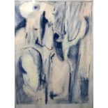 GEOFFREY HEWITT (b.1930) FRAMED ABSTRACT PASTEL, label verso, signed & dated 1959. 50 cm x 36 cm.