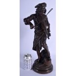 A LARGE 19TH CENTURY FRENCH BRONZE FIGURE OF A FIDDLER by Adrien Etienne Gaudez (1845-1902). 49 cm