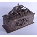 A RARE LARGE 19TH CENTURY BAVARIAN BLACK FOREST CARVED WOOD MUSICAL BOX decorated with game birds a