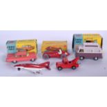 TWO VINTAGE BOXED CORGI VEHICLES, together with a boxed Dinky Alfa Romeo racing car and two other v