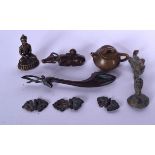 A GROUP OF BRONZE FIGURES, varying form. Largest 13 cm. (10)