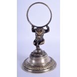 A VERY RARE 19TH CENTURY FRENCH CRISTOFLE SILVER PLATED DANCING BEAST possibly a pocket watch holde