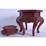 TWO 19TH CENTURY JAPANESE MEIJI PERIOD CINNABAR LACQUER STANDS. Largest 24 cm x 24 cm. (2)